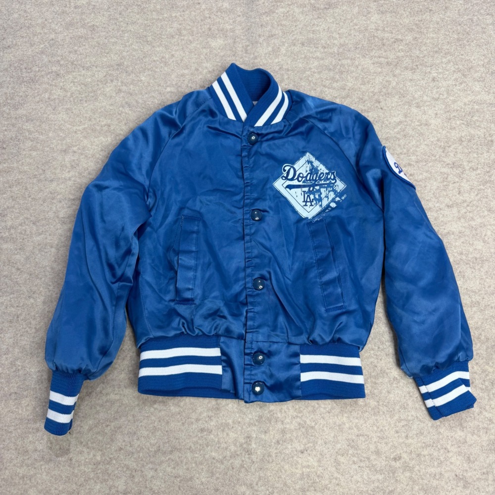 Vintage 1990 Chalk Line LA Dodgers Satin Varsity Jacket Youth 6/8 Blue USA Made